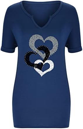 Pamuklu T Shirt Kızlar Yaz Sonbahar Kısa Kollu V Boyun Aşk Grafik Rahat Taklidi Üst T Shirt Bayan PA PA