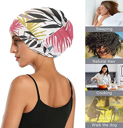 Bir Tohum İş Kap Uyku Şapka Bonnet Beanies palmiye Yaprakları Bitkiler Tropikal Renkli Kadınlar için Saç Şapkalar