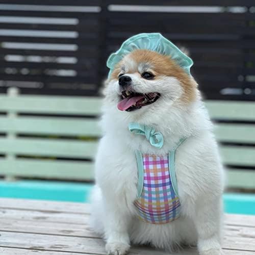 Rayuwen Yaz Köpek Mayo Giysileri Ekose Köpek bikini seti Küçük Orta Köpek için Yumuşak Plaj Mayo Elbise güneşlikli