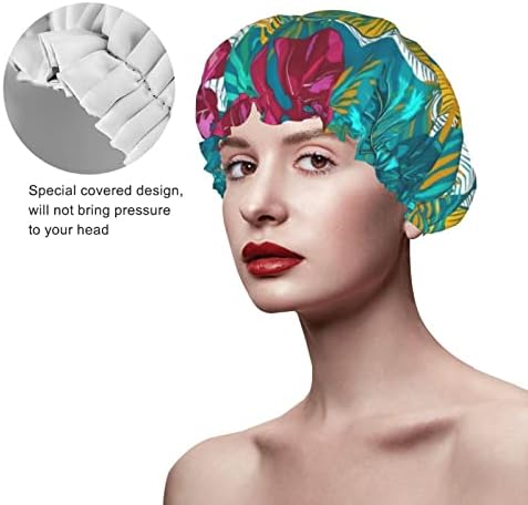JGPYE Yeniden Kullanılabilir Duş Başlığı Palmiye Ağacı Yaprağı duş boneleri Kadınlar için Su Geçirmez Banyo Saç Şapkası