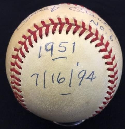 Mickey Mantle No. 6 1951 İmzalı Beyzbol Üst Güvertesi UDA PSA / DNA LOA Yankees-İmzalı Beyzbol Topları