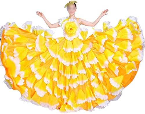 CCBUY Kadın Parti Elbise Alev Petal Elbise İspanyol Boğa Güreşi Elbise Oryantal Dans Elbise Uzun Balo Salonu Dans
