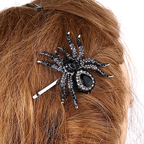 HİÇ İNANÇ kadın Avusturyalı Kristal Muhteşem Örümcek saç tokası Siyah Gümüş Ton