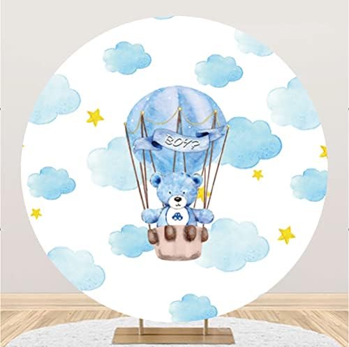 Yeele 7.5x7. 5ft Ayı Bebek Duş Yuvarlak Zemin Mavi Sıcak Hava Balon Bulut Altın Yıldız Fotoğraf Arka Plan için Erkek