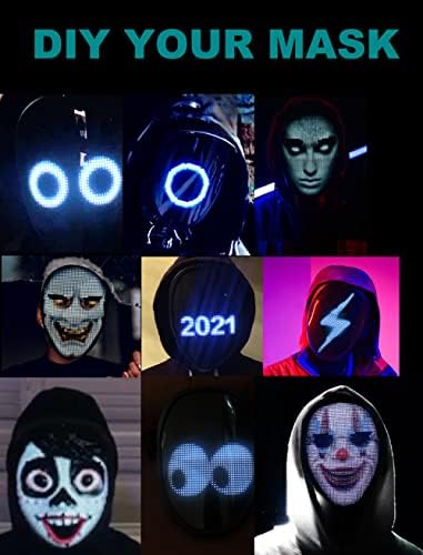 Yüz Dönüşümü LED Maske App Kontrollü Programlanabilir LED Cadılar Bayramı Maskesi Dijital ışık Maskesi Kostüm Cosplay