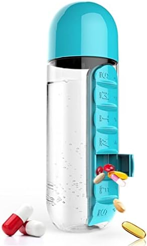 SEIJY 600 ml Spor Plastik Su Şişesi Birleştirmek Günlük Hap Kutuları Organizatör içme Şişeleri Şişe Açık (Renk : Bir,