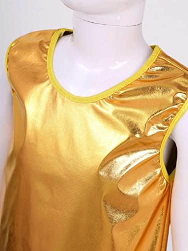YUUMIN Kızlar Metalik Parlak Kolsuz Yelek Çocuk Çocuk kırpma kolsuz yelek Dans Spor Jimnastik Caz Kıyafetler Altın