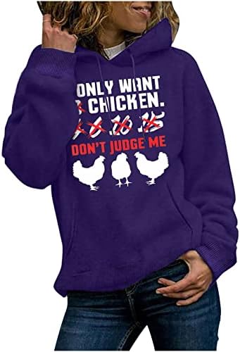 Ben Sadece Istiyorum Tavuk yok Yargıç Bana Üstleri Kadın Moda Hoodie Tişörtü Cep Uzun Kollu Kazak Kapşonlu Bluz