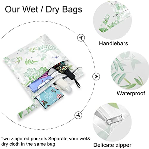 visesunny Zarif Yeşillik Etli 2 Adet Bezi Değiştirme Tote fermuarlı Cepli ıslak çantalar Yıkanabilir Kullanımlık Seyahat