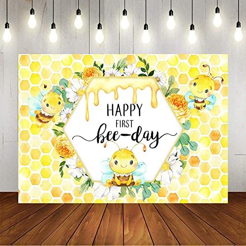Avezano Mutlu Ilk Arı Günü Zemin Bal Arısı 1st Doğum Günü Arka Plan Bumble Bee Petek 1st Doğum Günü Partisi Süslemeleri