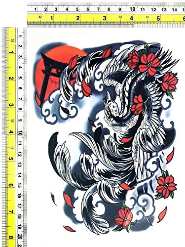 PARİTA Büyük Dövmeler Savaşçı Ejderha Phoenix Çiçek Kuş Samuray Karikatür Dövme Sahte Vücut Sanatı Çocuklar ve Yetişkinler