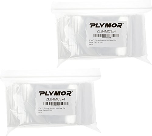 Plymor Ağır Hizmet Tipi Plastik Yeniden Kapatılabilir Fermuarlı Çantalar, 4 Mil, 3 x 4 (200'lü Paket)