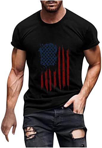 lcepcy Amerikan Bayrağı Baskı Gömlek Erkekler için Rahat Kısa Kollu Ekip Boyun Tişörtleri Dördüncü Temmuz Atletik