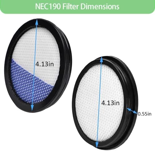NEC180 NEC185 NEC186 NEC190 Filtre, Tablenco 6 Paket Yıkanabilir Yedek vakum filtresi ile Uyumlu Eureka RapidClean