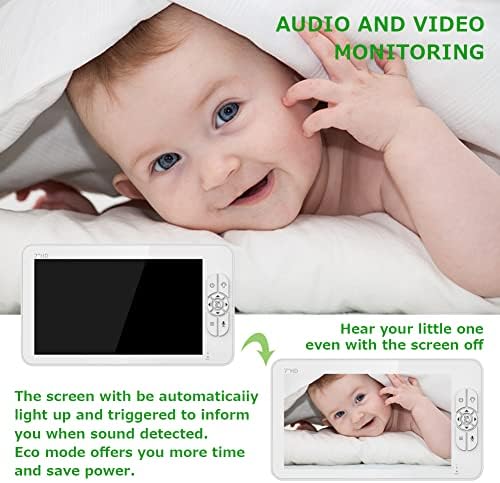 GUAZİ MAĞAZASI Bebek Monitörü, 7 inç Geniş Ekran,Kameralı Bebek Monitörü Ses Bölünmüş Ekran, Dönen Kamera, iki yönlü