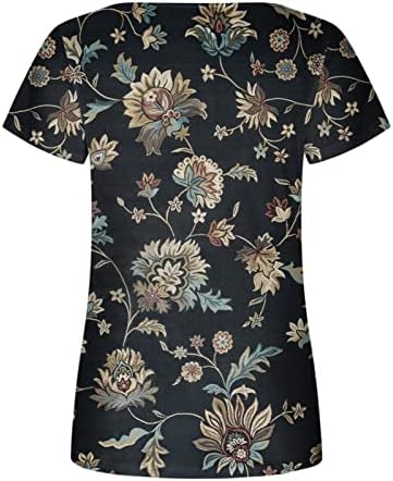 Camiseta Cuello cuadrado 2023 para Mujer Blusa Manga Corta a la Moda Camiseta holgada con Estampado de Flores túnica