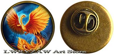 Phoenix Pin, Phoenix Sanat Broş, Yangın Phoenix, Phoenix El Çizim, Phoenix Kuş Hediye Phoenix Charm erkek Broş Cam