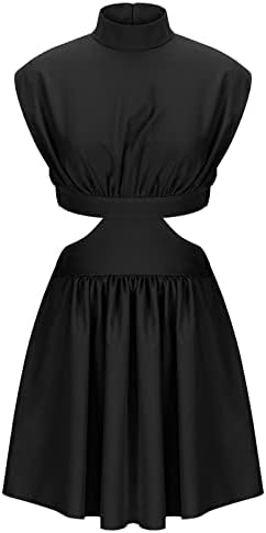 İlkbahar & yaz elbisesi Kadınlar için 2023 Katı Seksi Hollow Out Casual Mini Elbise Kolsuz Yuvarlak Boyun Elbise