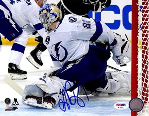 Andrei Vasilevskiy imzalı imzalı 8x10 fotoğraf NHL Tampa Körfezi Yıldırım PSA COA