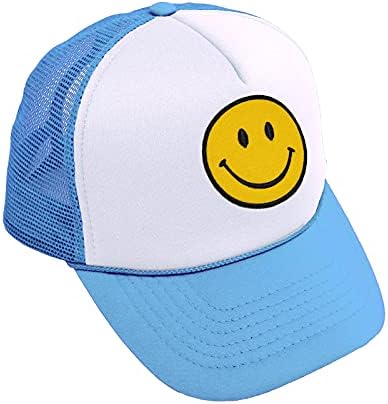 lycycse Gülümseme Yüz şoför şapkası Retro Örgü beyzbol şapkası Gülümseme Yama Köpük Neon Yüksek Taç Y2K Şapkalar Erkekler