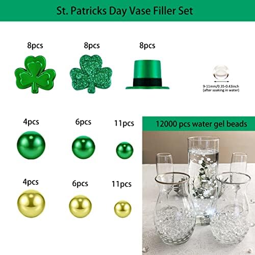 12066 ADET Aziz Patrick Günü Vazo Dolgu Süslemeleri - Altın Yeşil Yüzen Aziz Patrick Günü incileri - Akrilik Plastik