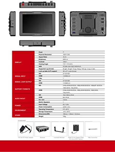 LILLIPUT Lıllıput Q7-12G Monitör 7 inç 4K HD 12G-SDI HDMI 2.0 2000nit Parlaklık HDR 3D-LUT alan monitörü DSLR Kamera