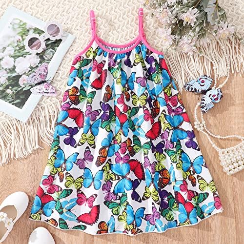 Toddler Bebek Kız yaz elbisesi Gökkuşağı Şerit Kayış Plaj Güneş Etek Elbise