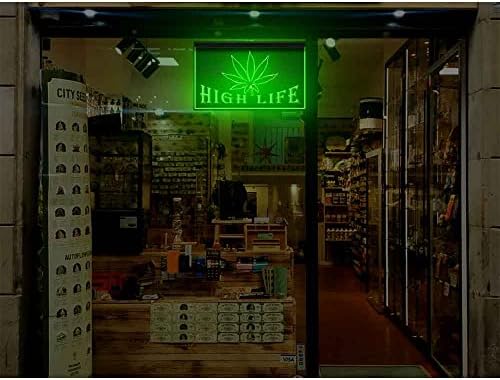220001 Esrar Kenevir Yaprağı Yüksek Ömürlü Muhteşem Mağaza Mağaza Dekor Ekran led ışık Neon Burcu (16 X 12, yeşil)