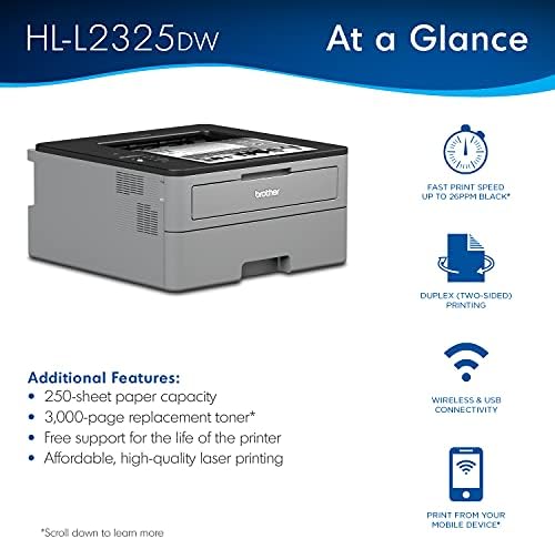 Brother L-2325DW Serisi Kompakt Monokrom Lazer Yazıcı I Kablosuz I Mobil Baskı I Otomatik 2 Taraflı Baskı 26 Sayfa/dakikaya