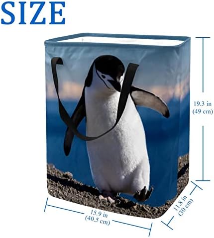 Antarktika'da penguen Baskı Katlanabilir Çamaşır Sepeti, 60L Su Geçirmez çamaşır sepetleri Çamaşır Kutusu Giysi Oyuncak