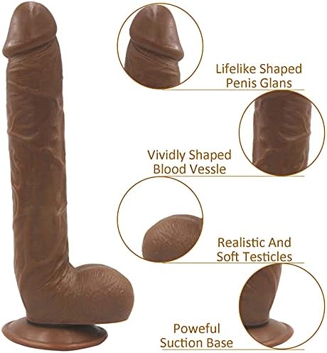 Gerçekçi Yapay Penis Güçlü Vantuz, Ultra Yumuşak Dildos Eller Serbest, Büyük Yapay Penis Yetişkin Oyuncak, 10 İnç