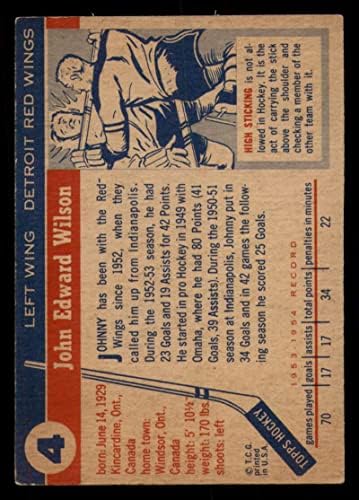 Hokey NHL 1954-55 Topps 4 Johnny Wilson VG / ESKİ Çok İyi / Mükemmel Kırmızı Kanatlar