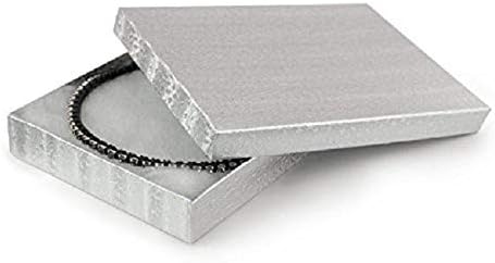 6 Paket Pamuk Dolgulu Zarif Gümüş Folyo Kağıt Karton Mücevher Kutusu - Bilezik Setleri, Büyük Kolye, Koleksiyon, Saat