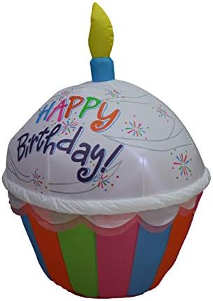 4 Ayak Boyunda Sevimli Mutlu Doğum Günü Şişme Kek Mum İşıklı Blowup Parti Dekorasyon için Açık Kapalı Ev Kutlama Bahçe