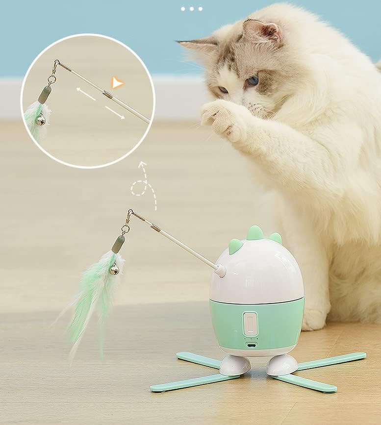 LADUMU Otomatik Teaser ile 3 Hız için Eğlenceli Otomatik Kedi Teaser Oyuncak için Benzersiz Yavru için Pet 360 Rotasyon
