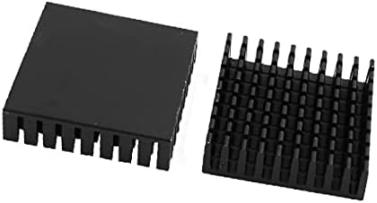 X-DREE 2 adet 35mm x 35mm x 10mm siyah alüminyum soğutucu ısı yaygın soğutma Fin(2 adet 35mm x 35mm x 10mm Negro Aluminio