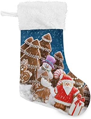 ALAZA Noel Çorap Zencefilli Ev ve Ağaçlar Noel Kardan Adam Santa Klasik Kişiselleştirilmiş Büyük Çorap Süslemeleri