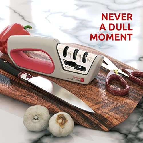 Amesser Mutfak Bıçağı Bileme Makası-Çok Fonksiyonlu, Seramik, Tungsten Çelik, Bıçak Bileme için Kaymaz Taban, Hızlı