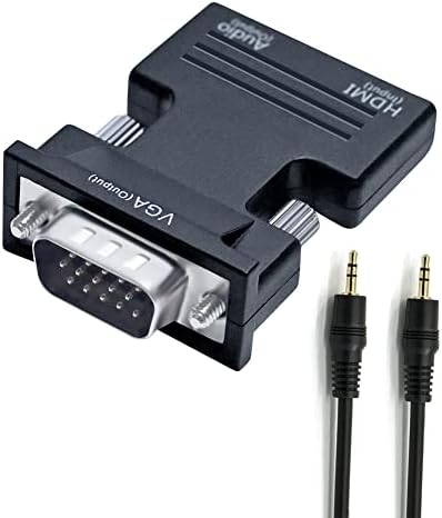 DTech HDMI VGA Adaptörü ile 3.5 mm Ses Bağlantı Noktası (PC HDMI Kaynağı Çıkışı VGA TV) Eski Bilgisayar Monitörü Dizüstü
