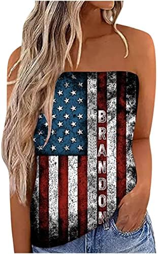 Kadın Tüp Üstleri Amerikan Bayrağı Baskılı Kolsuz Gömlek 4th Temmuz Tankı Üstleri Kadınlar için Asimetrik Hem Seksi