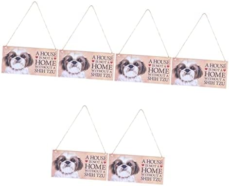Abaodam 6 Adet Köpek Desen Etiketi Woodsy Dekor El Dekor İşareti Ön Kapı Kartel Para Colgar Çekici Köpek Kapı İşareti