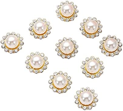 50 ADET İnci Çiçek Rhinestone Düğmeler Köpüklü Kristal Tokalar Dekorasyon düğün elbisesi Giyim Dikiş Aksesuarları(0.63