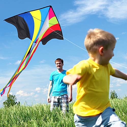 Çocuklar ve Yetişkinler için Mint'in Renkli Yaşam Delta Uçurtması, Uçması Son Derece Kolay Uçurtma (Uçan Gökkuşağı)