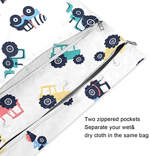 ZZXXB Traktör Buldozer Su Geçirmez Islak Çanta Kullanımlık Bez Bebek Bezi Islak Kuru fermuarlı çanta Cep Seyahat Plaj