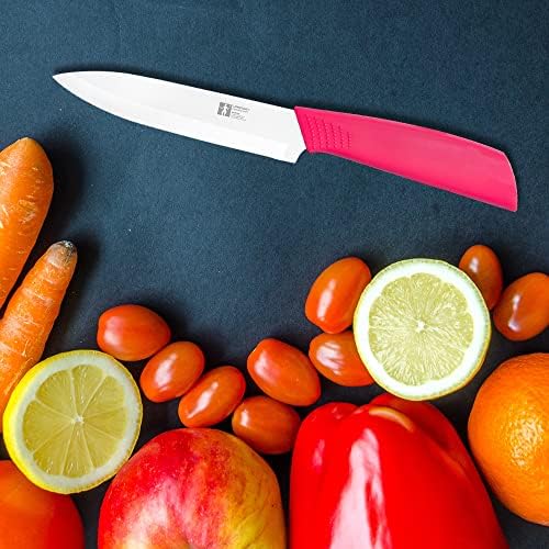 LİANGTAİ Seramik Bıçak 5 inç Mutfak Maket Bıçağı【Bıçak Kalınlığı 1.8 mm】 (Pembe Sap)