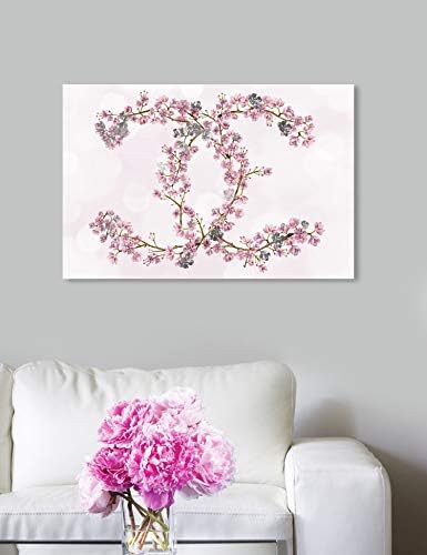 Oliver Gal Sanatçı A. Ş. Moda ve Glam Duvar Sanatı Tuval Baskılar 'Sakura Aşk Gümüş' Ev Dekorasyonu, 24 x 16, Pembe