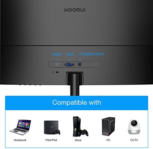 KOORUI 24 Kavisli 60Hz Bilgisayar Monitörü LED Monitör Full HD 1080 P HDMI VGA, 1800R, Eğim Ayarı, Göz Bakımı, Siyah