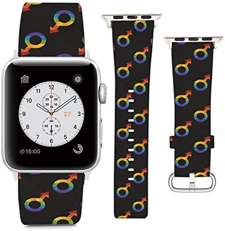 Apple Watch Bileklik ile uyumlu 38mm 40mm, (LGBT Gay Pride) PU Deri Band için Yedek Kayış iWatch Serisi 5 4 3 2 1