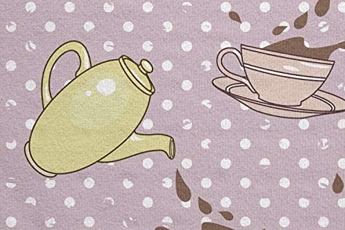 Ambesonne Çay Partisi Yoga Mat Havlu, Çaydanlıklar Teacups Retro Karikatür Tarzı ile Lekeli Arka Plan, Kaymaz Ter