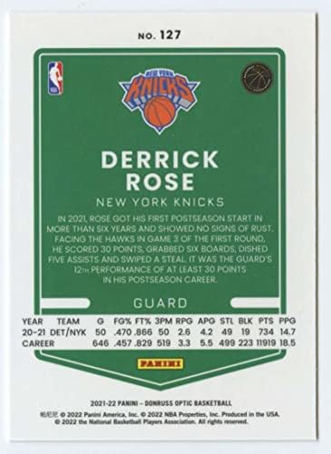 2021-22 DONRUSS OPTİC 127 DERRİCK ROSE NEW YORK KNİCKS BASKETBOL NBA'NİN RESMİ TİCARET KARTI